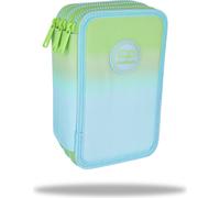 CoolPack Trousse à crayons XXL 3 compartiments - Trousse à crayons - Triple trousse pour fille - Ombre Gradient Mojito - Vert - 44 pièces - 3 niveaux, citron vert, Trousse à