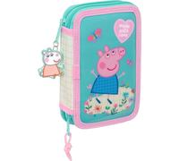 Trousse à crayons avec accessoires Peppa Pig Pretty flowers Jaune menthe 12.5 x 19.5 x 4 cm 29 pièces