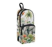 Trousse à crayons avec animaux africains et éléments naturels, grande capacité avec compartiment pour étudiants, cartable, papeterie, marqueur, école, bureau, travail, Animaux africains et éléments