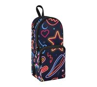Trousse à crayons avec autocollants fluo de grande capacité avec compartiment pour étudiants en forme de cartable organisateur de papeterie pour l'école, le bureau, le travail, Stickers fluo Motif