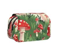 Trousse à crayons avec boussole et carte du monde avec 2 compartiments, grande capacité, organiseur de papeterie portable pour l'école, les voyages et l'art, Champignons de dessin animé., Taille