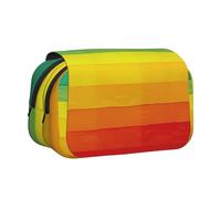Trousse à crayons avec boussole et carte du monde avec 2 compartiments, grande capacité, organiseur de papeterie portable pour l'école, les voyages et l'art, Rayures arc-en-ciel colorées., Taille