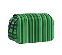 Trousse à crayons avec boussole et carte du monde avec 2 compartiments, grande capacité, organiseur de papeterie portable pour l'école, les voyages et l'art, Rayures vertes classiques., Taille unique