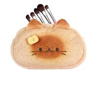 Trousse à crayons avec chat Cartoon Toast - Peluche douce Kawaii, mignon organisateur de fournitures scolaires avec fermeture éclair, adorable étui pour stylos, marqueurs, gommes | Pour adolescents