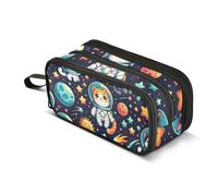 Trousse à crayons avec chats mignons dans l'espace et étoiles, grande capacité pour garçons et filles, trousse à crayons à 3 compartiments pour étudiants, papeterie, marqueur pour l'école, le bureau,