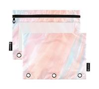 Trousse à crayons avec fenêtre transparente - Bleu poudré - Anneaux de choc - Grande trousse robuste pour ranger les fournitures scolaires des étudiants et des enseignants - Multicolore - 2 pièces
