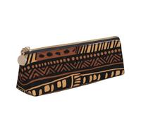 Trousse à crayons avec fermeture éclair et motif ballon de football américain - En cuir PVC - Triangle - Trousse de maquillage, Tissu de boue africain tribal 1, Taille unique, Cartable