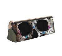 Trousse à crayons avec fermeture éclair et motif ballon de football en cuir PVC triangulaire, Tête de mort 1, Taille unique, Cartable