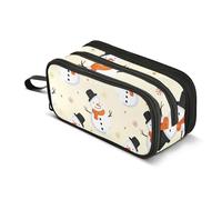 Trousse à crayons avec fermeture éclair et motif bonshommes de neige pour filles - 22,5 x 9 x 11 cm