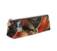 Trousse à crayons avec fermeture éclair et motif coucher de soleil sur le pont de la plage en cuir PVC triangulaire, Carthame de poisson volant., Taille unique, Cartable