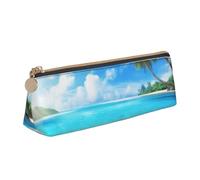 Trousse à crayons avec fermeture éclair et motif lamantins des Indes occidentales - En cuir PVC - Triangle - Trousse de maquillage, Thème plante de plage tropicale, Taille unique, Cartable