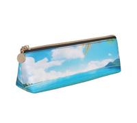 Trousse à crayons avec fermeture éclair et motif lamantins des Indes occidentales - En cuir PVC - Triangle - Trousse de maquillage, Thème palmier tropical, Taille unique, Cartable