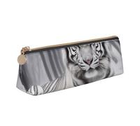 Trousse à crayons avec fermeture éclair et motif lamantins des Indes occidentales - En cuir PVC - Triangle - Trousse de maquillage, Le tigre blanc sauvage, Taille unique, Cartable