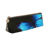 Trousse à crayons avec fermeture éclair et motif lamantins des Indes occidentales - En cuir PVC - Triangle - Trousse de maquillage, Magnifique papillon bleu pour l'extérieur, Taille unique, Cartable