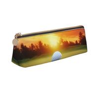 Trousse à crayons avec fermeture éclair et motif lamantins des Indes occidentales - En cuir PVC - Triangle - Trousse de maquillage, Sport Golf Ball Sunset Tree Balle de golf, Taille unique, Cartable