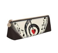 Trousse à crayons avec fermeture éclair et symboles musicaux - En cuir PVC - Triangle - Trousse de maquillage - Pochette à stylos, Symboles de musique amour., Taille unique, Cartable