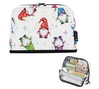 Trousse à crayons avec fermeture éclair - Grand sac de rangement pour adolescentes et filles - Pochette à stylos - Kawaii - Pour la rentrée scolaire - Fournitures de bureau - Gnomes colorés