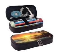 Trousse à crayons avec fermeture éclair - Grande capacité - Esthétique - Pour bureau, papeterie, maquillage, bureau, Sunset Beach, Taille unique, Classique