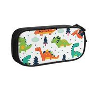 Trousse à crayons avec fermeture éclair - Grande capacité - Pour l'école, le bureau et les voyages - Dinosaures colorés, Noir , Taille unique, Organiseur de sac