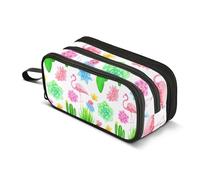Trousse à crayons avec fermeture éclair - Grande trousse à crayons - Pour garçons - Collège - Fournitures de bureau - Cactus - Flamants roses - 22,5 x 9 x 11 cm