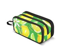 Trousse à crayons avec fermeture éclair - Grande trousse à crayons tranchée jaune citrons verts - Trousse de rangement mignonne pour filles, papeterie, adultes et enfants, pour la rentrée scolaire