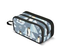 Trousse à crayons avec fermeture éclair - Grande trousse à stylos pour garçons - Fournitures de bureau - Empereur - Pingouins - Glacier - 22,5 x 9 x 11 cm