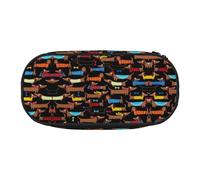 Trousse à crayons avec fermeture éclair « I Love My Dog Teckels » - Grande capacité - Organiseur de bureau portable pour adultes, Noir , Taille unique, Organiseur de sac