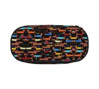 Trousse à crayons avec fermeture éclair « I Love My Dog Teckels » - Grande capacité - Organiseur de bureau portable pour adultes, Noir , Taille unique, Organiseur de sac