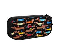 Trousse à crayons avec fermeture éclair « I Love My Dog Teckels » - Grande capacité - Pour l'école, le bureau et les voyages, Noir , Taille unique, Organiseur de sac