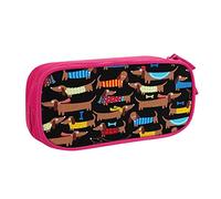 Trousse à crayons avec fermeture éclair « I Love My Dog Teckels » - Grande capacité - Pour l'école, le bureau et les voyages, rose, Taille unique, Organiseur de sac