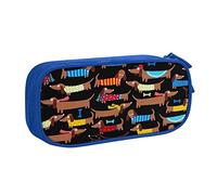 Trousse à crayons avec fermeture éclair « I Love My Dog Teckels » - Grande capacité - Pour l'école, le bureau et les voyages, bleu, Taille unique, Organiseur de sac