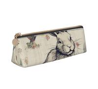 Trousse à crayons avec fermeture éclair imprimée en cuir PVC triangulaire, pochette à stylos, Fond Lapin, Taille unique, Cartable