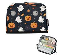 Trousse à crayons avec fermeture éclair - Jolis fantômes et citrouilles d'Halloween - Trousse de rangement mignonne pour filles - Fournitures scolaires et de bureau