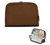 Trousse à crayons avec fermeture éclair marron noix de coco - Jolie pochette à stylos pour filles - Organisateur spécial pour fournitures scolaires