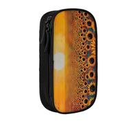 Trousse à crayons avec fermeture éclair Motif champ de tournesol coucher de soleil et mer de fleurs Grande capacité