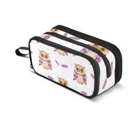 Trousse à crayons avec fermeture éclair - Motif chouettes - Pour crayons blancs - Sac de rangement mignon pour filles - Fournitures scolaires - 22,5 x 9 x 11 cm