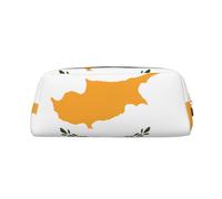 Trousse à crayons avec fermeture éclair - Motif drapeau de Chypre - Organiseur de papeterie portable - Pour le bureau et les voyages, doré, Taille unique, Art Déco