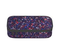 Trousse à crayons avec fermeture éclair Motif étoiles rouges et bleues, Noir , Taille unique, Valise