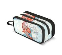 Trousse à crayons avec fermeture éclair - Motif poisson japonais - Pour adolescentes et filles - Pour garçons - Organiseur artistique - Fournitures de rentrée scolaire - 22,5 x 9 x 11 cm