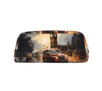 Trousse à crayons avec fermeture éclair - Motif taxi couleur londonienne - Organiseur de papeterie portable - Pour le bureau et les voyages, Or, One Size, Art déco.