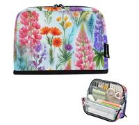Trousse à crayons avec fermeture éclair pour aquarelle, fleurs sauvages, lupins, sac à crayons, trousse à stylos pour garçons personnalisée, fournitures scolaires et de bureau