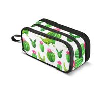 Trousse à crayons avec fermeture éclair pour garçons et filles Motif cactus aquarelle Vert 22,5 x 9 x 11 cm