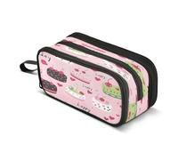 Trousse à crayons avec fermeture éclair pour pinceaux de maquillage, école, bureau, voyage, beau gâteau aux cerises