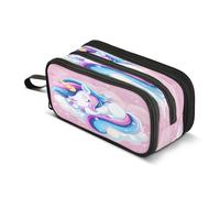 Trousse à crayons avec fermeture éclair pour pinceaux de maquillage, école, bureau, voyage, licorne endormie