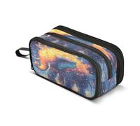 Trousse à crayons avec fermeture éclair pour pinceaux de maquillage, école, bureau, voyage, un étrange mystique ultra violet cosmique éléphant