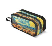 Trousse à crayons avec fermeture éclair pour pinceaux de maquillage, école, bureau, voyage, Van Gogh et tournesols