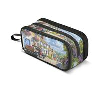 Trousse à crayons avec fermeture éclair pour pinceaux de maquillage, école, bureau, voyage, vieille rue pavée