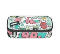 Trousse à crayons avec illustration « I Love The 90s » - Grande capacité - Pour fournitures scolaires et de bureau, Noir , Taille unique, Trousse de maquillage