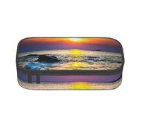 Trousse à crayons avec impression « Last Sun Ray of Over The Sea Waves » - Grande capacité - Pour fournitures scolaires et de bureau, Noir , Taille unique, Trousse de maquillage