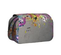 Trousse à crayons avec impression musicale en spray - Trousse de rangement portable double couche pour enfants, filles, garçons et adultes